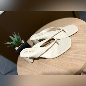 Steve Madden Cream Block Heel Sandals